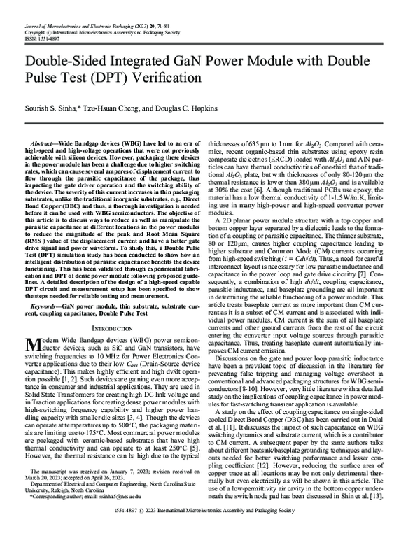 (PDF) Double sided integrated gan power module with double pulse test ...