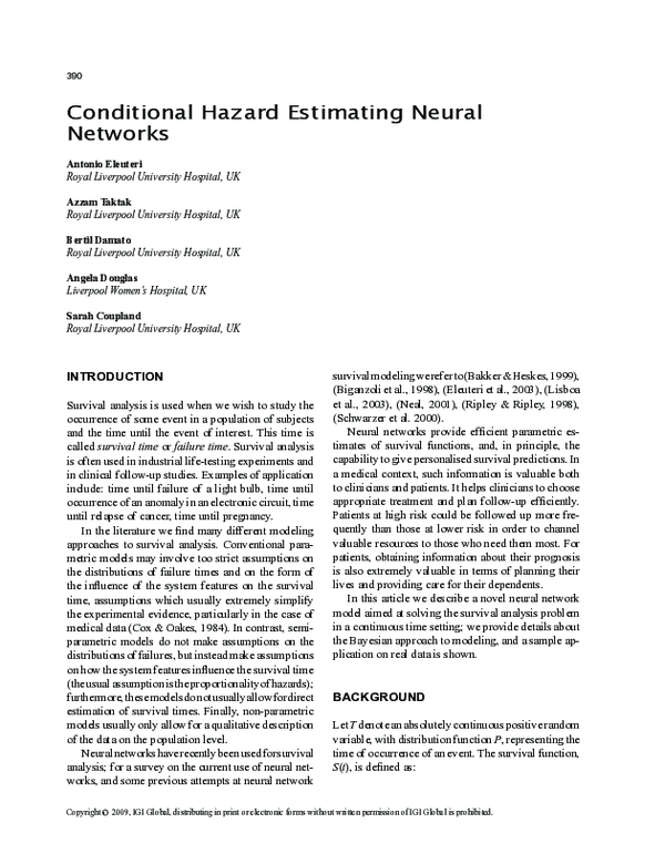 (PDF) Conditional Hazard Estimating Neural Networks