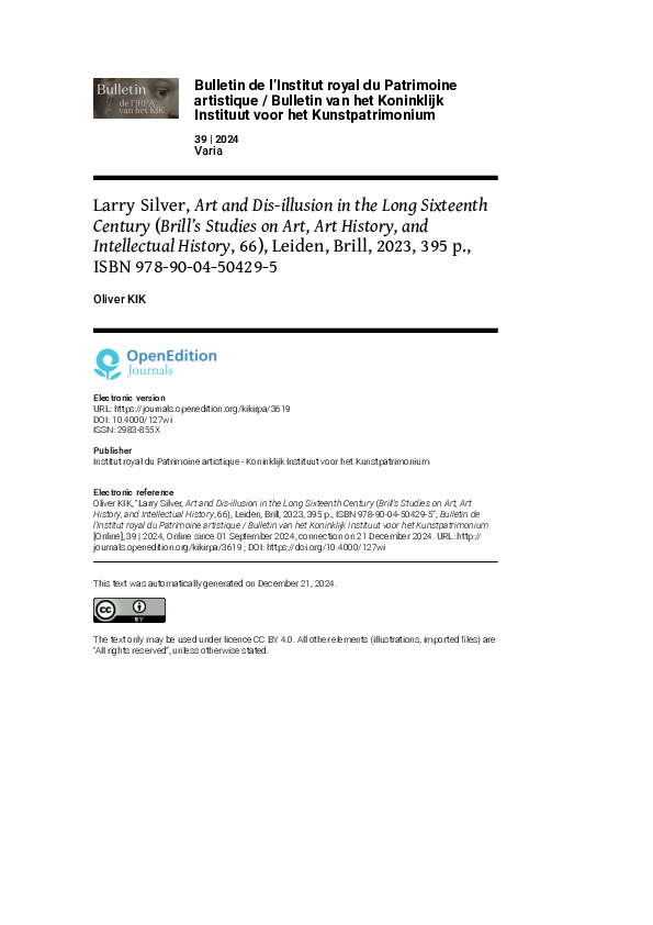 (PDF) Review: Larry Silver, Art and Dis-illusion in the Long Sixteenth ...