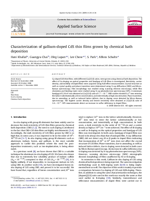(PDF) Characterization of gallium-doped CdS thin films grown by ...