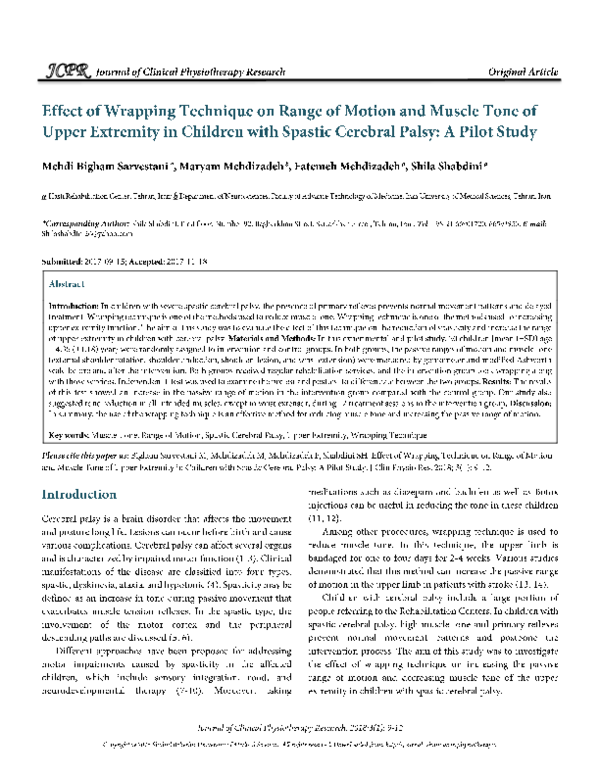 (PDF) Effect of Wrapping Technique on Range of Motion and Muscle Tone ...