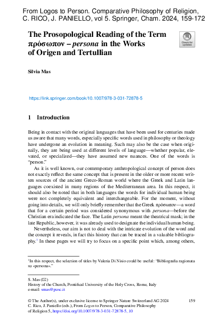 (PDF) The Prosopological Reading of the Term πρόσωπον – persona in the ...