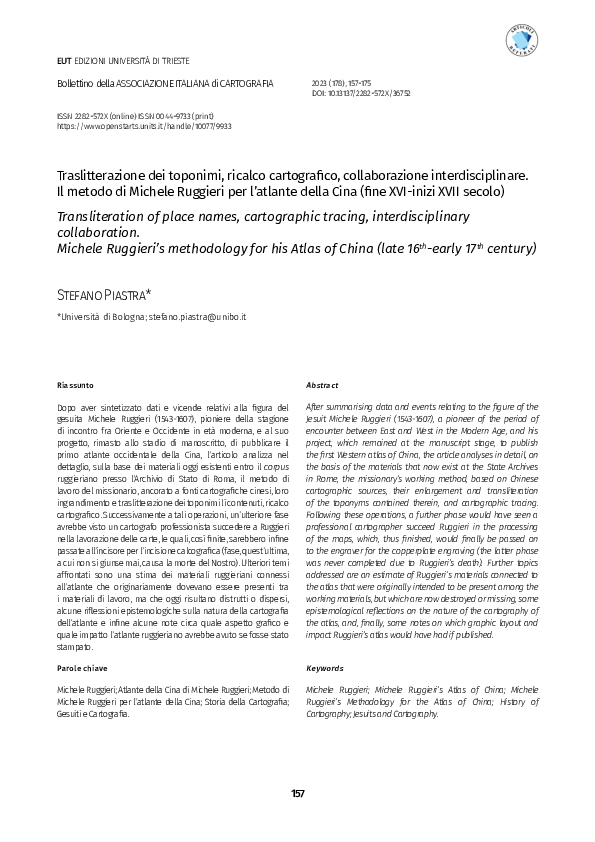 (PDF) Traslitterazione dei toponimi, ricalco cartografico ...