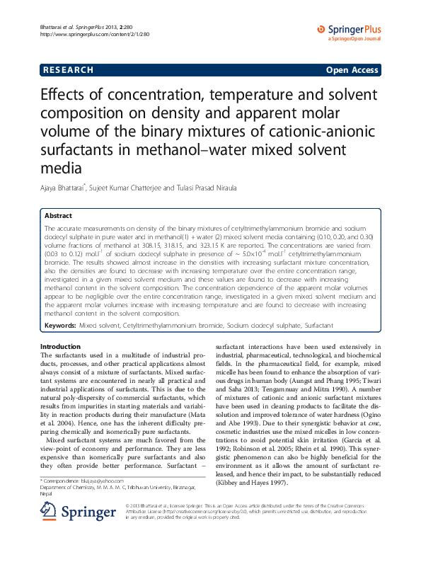 (PDF) Effects of Concentration, Temperature, and Solvent Composition on ...