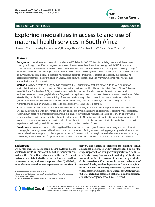 (PDF) Exploring inequalities in access to and use of maternal health ...