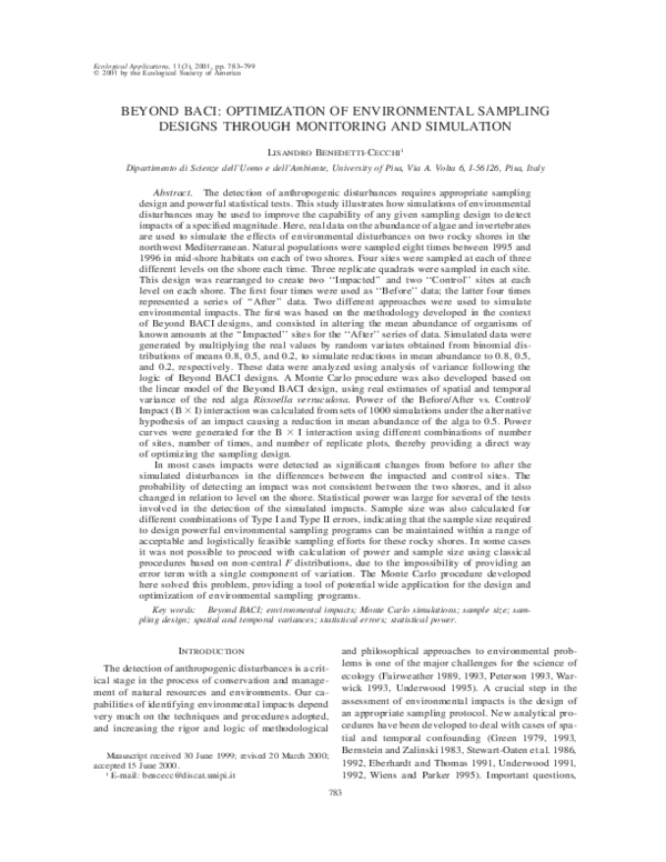 (PDF) Beyond Baci: Optimization of Environmental Sampling Designs ...