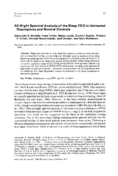 (PDF) All-night spectral analysis of the sleep EEG in untreated ...