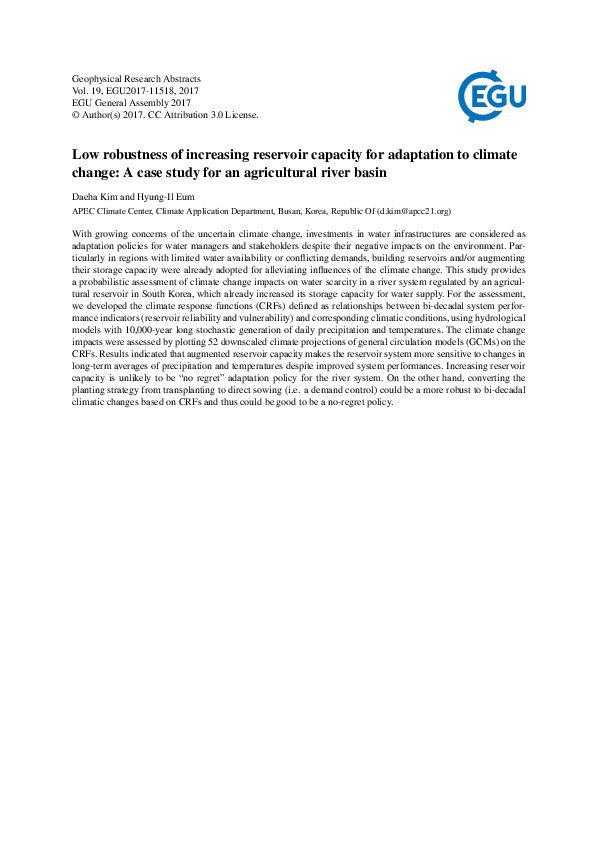 (PDF) Low robustness of increasing reservoir capacity for adaptation to ...