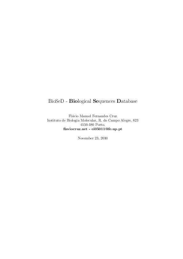 (PDF) BioSeD-Biological Sequences Database