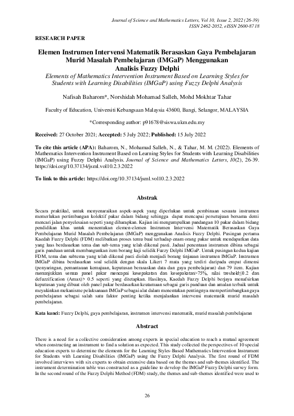 (PDF) Elements of Mathematics Intervention Instrument Based on Learning ...