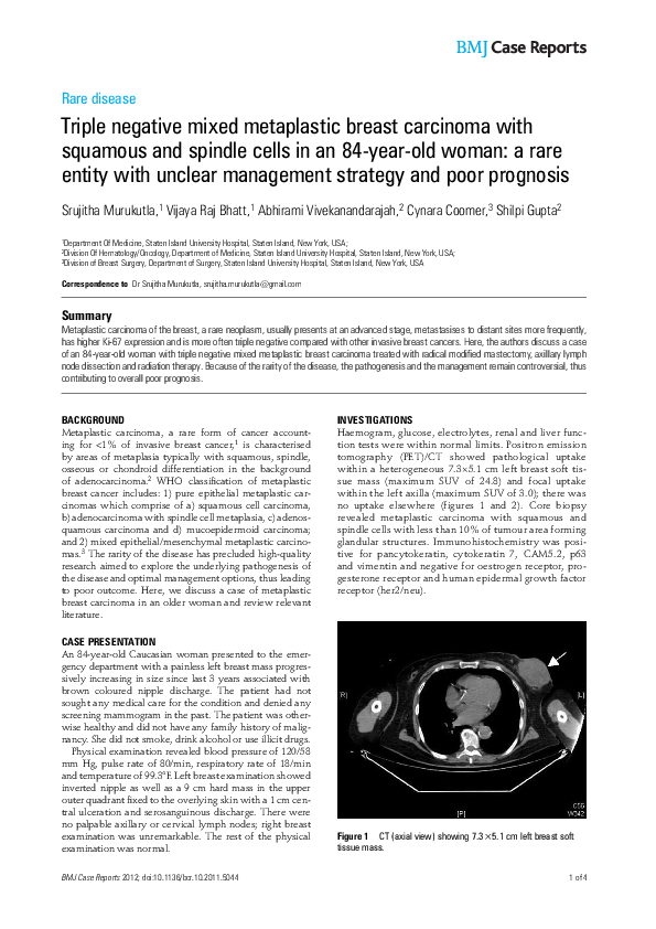 (PDF) Triple negative mixed metaplastic breast carcinoma with squamous ...