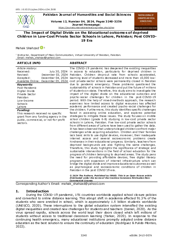 (PDF) The Impact of Digital Divide on the Educational outcomes of ...