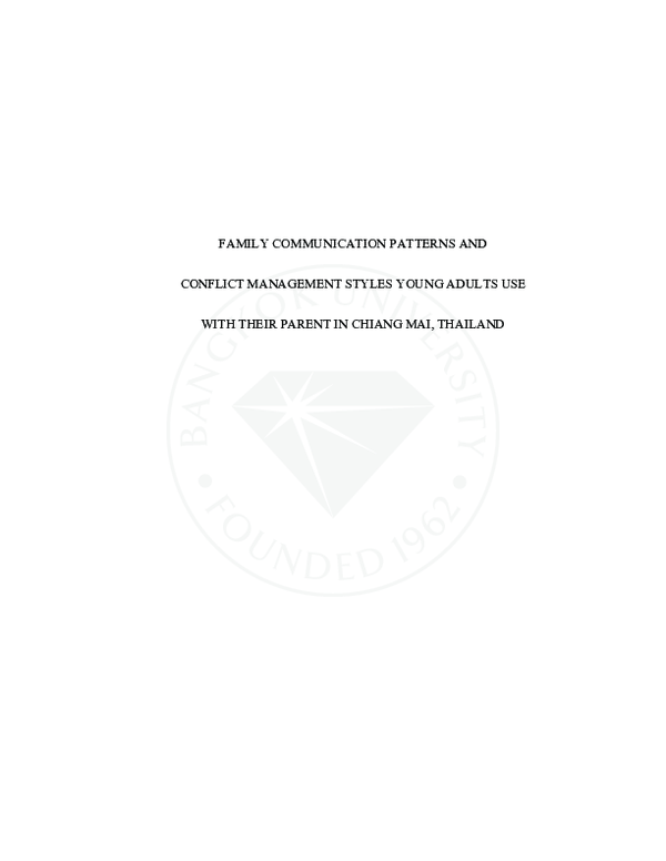 (PDF) Family Communication Patterns and Conflict Management Styles ...