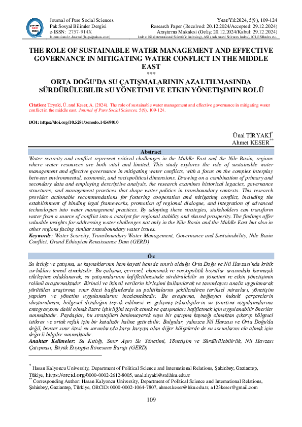 (PDF) THE ROLE OF SUSTAINABLE WATER MANAGEMENT AND EFFECTIVE GOVERNANCE ...