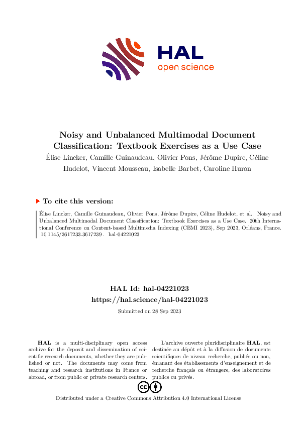 (PDF) Noisy and Unbalanced Multimodal Document Classification: Textbook ...