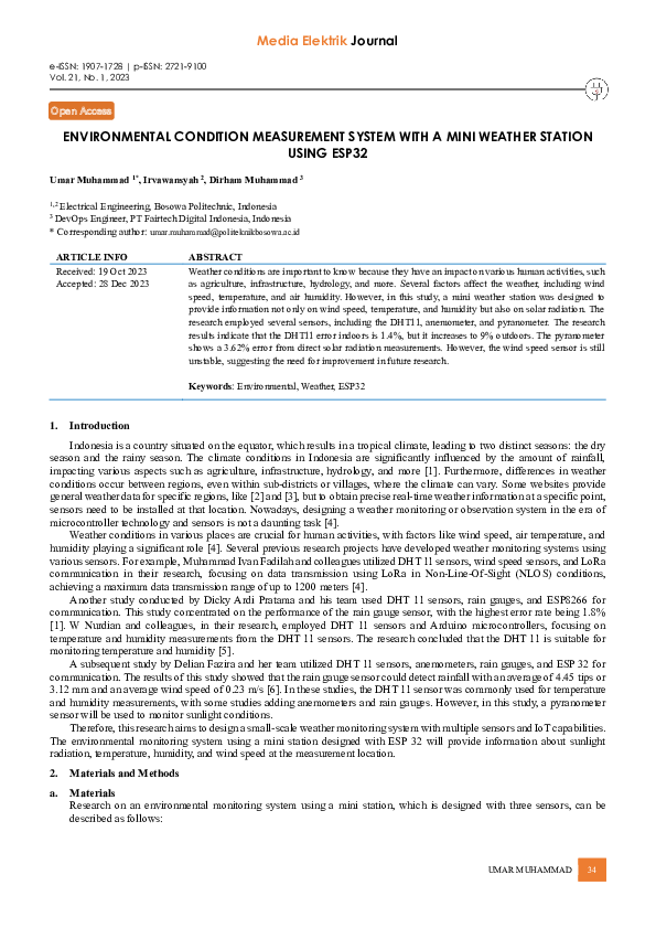 (PDF) Environmental Condition Measurement System with a Mini Weather ...