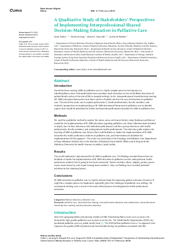 (PDF) A Qualitative Study of Stakeholders’ Perspectives of Implementing ...