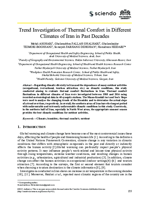 (PDF) Trend Investigation of Thermal Comfort in Different Climates of ...