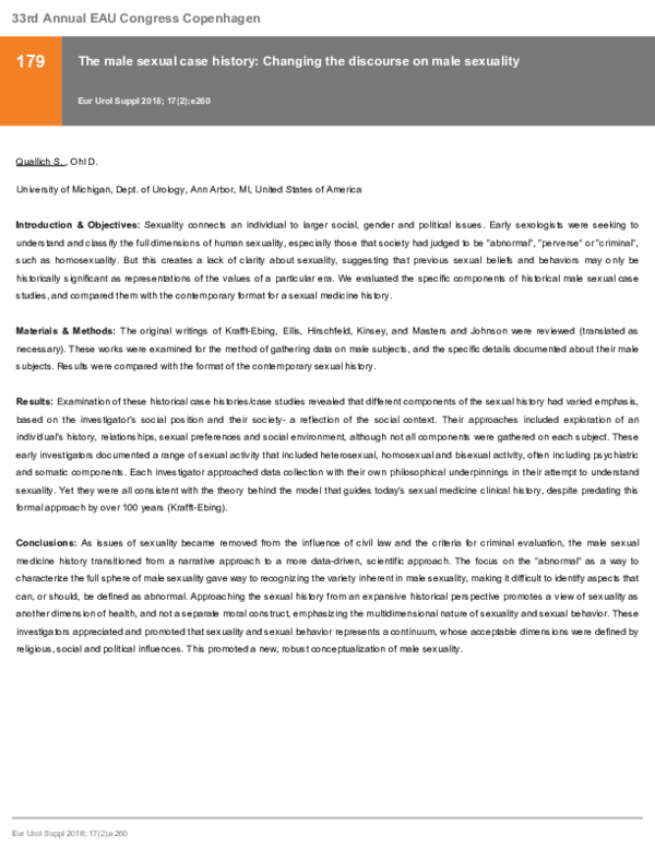(PDF) The male sexual case history: Changing the discourse on male ...