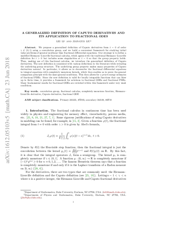 (PDF) A generalized definition of Caputo derivatives and its ...
