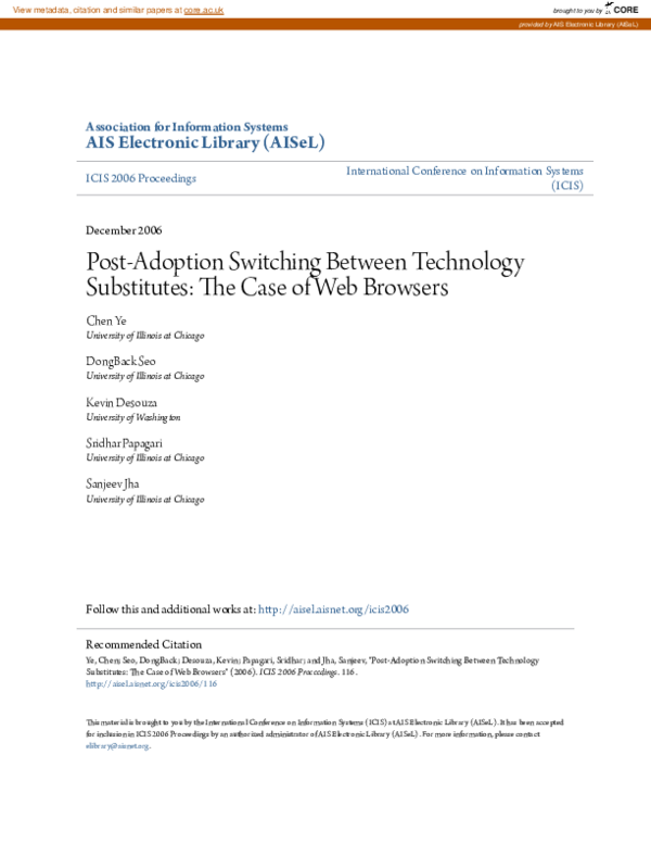 (PDF) Post-adoption switching between technology substitutes: the case ...