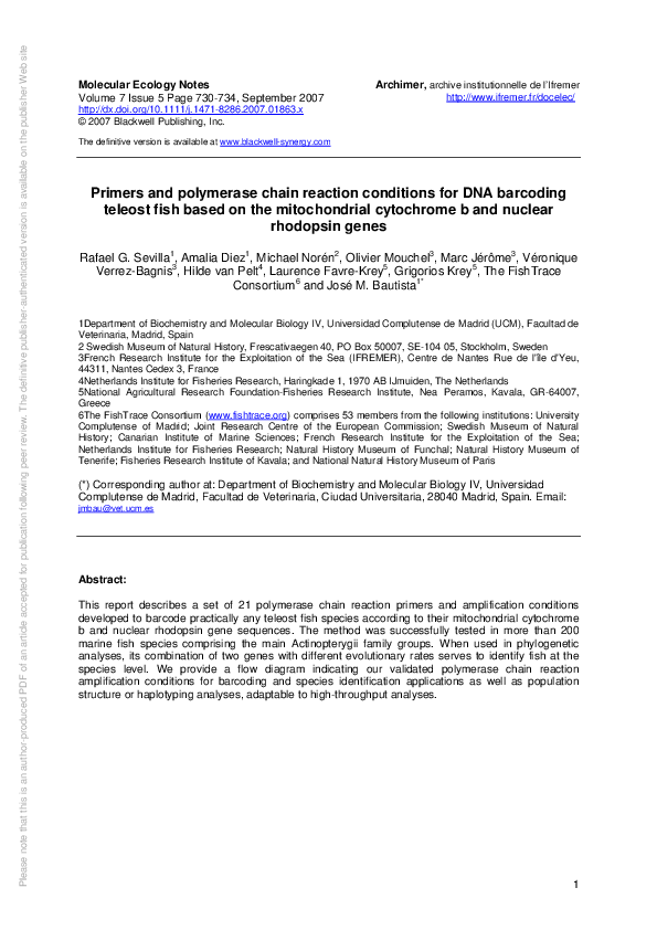 (PDF) Primers and polymerase chain reaction conditions for DNA ...