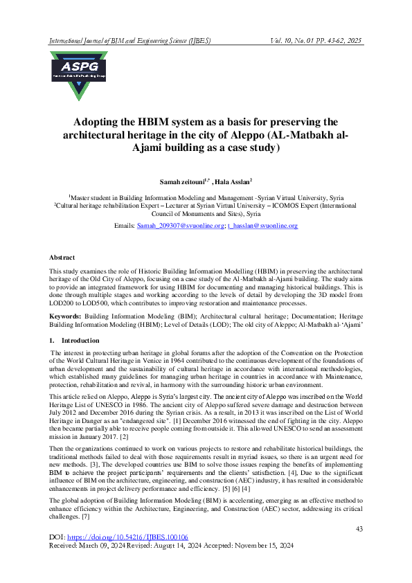 (PDF) Adopting the HBIM system as a basis for preserving the ...