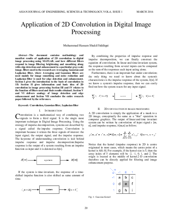 (PDF) Application of 2D Convolution in Digital Image Processing