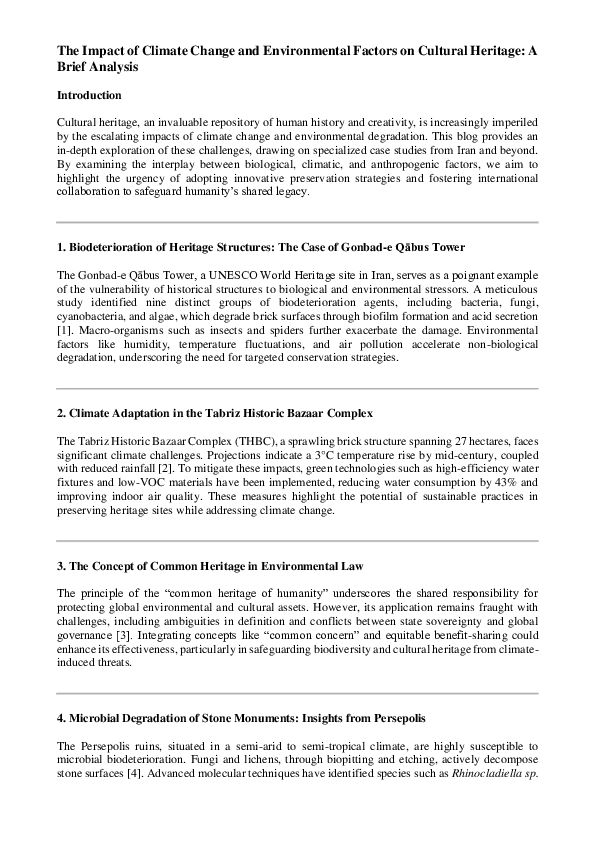 (PDF) A Weblog Post - The Impact of Climate Change and Environmental ...