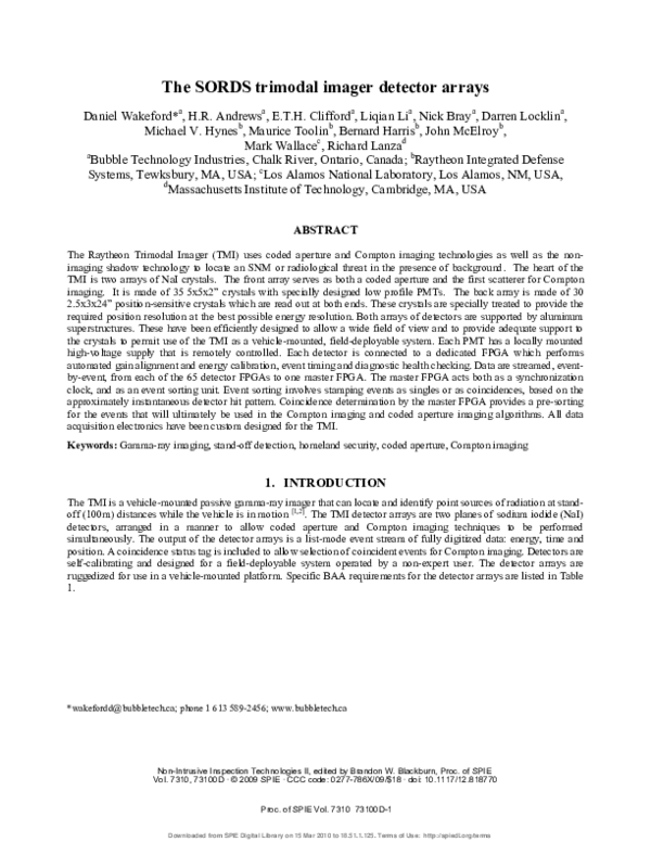 (PDF) The SORDS trimodal imager detector arrays