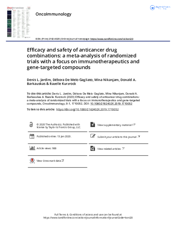 (PDF) Efficacy and safety of anticancer drug combinations: a meta ...