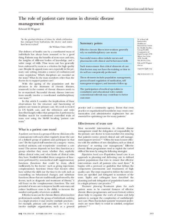 (PDF) The role of patient care teams in chronic disease management