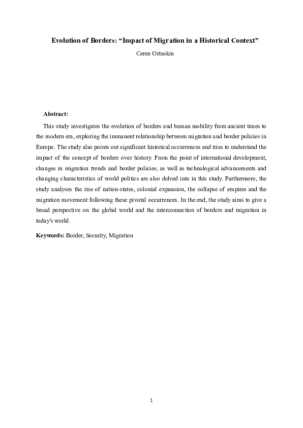 (PDF) Evolution of Borders: “Impact of Migration in a Historical Context”