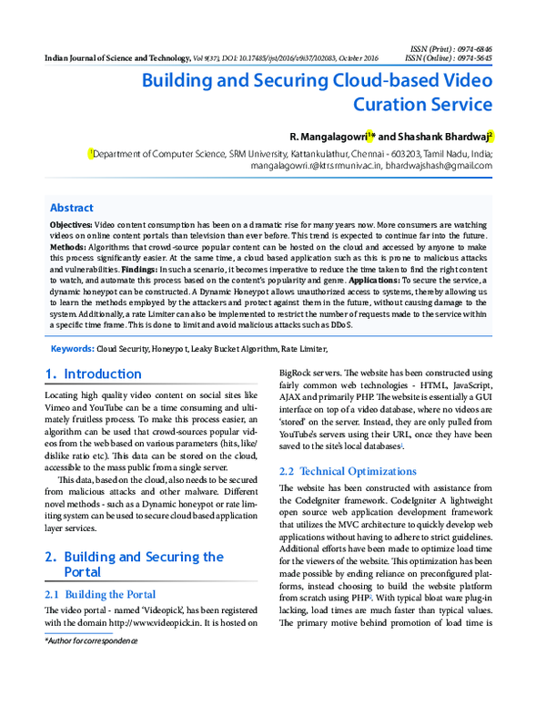 (PDF) Building and Securing Cloud-based Video Curation Service