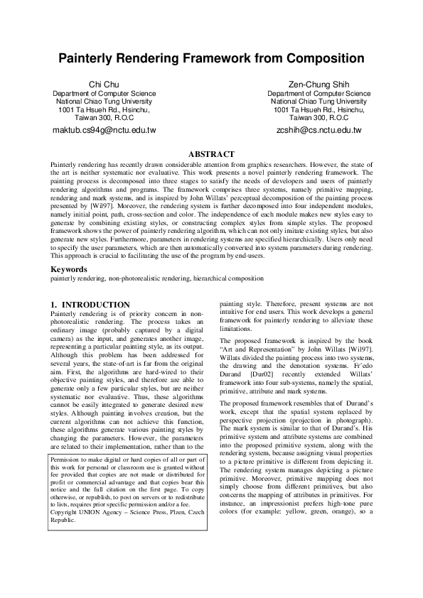 (PDF) Painterly Rendering Framework from Composition