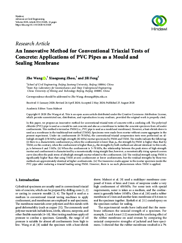 (PDF) An Innovative Method for Conventional Triaxial Tests of Concrete ...