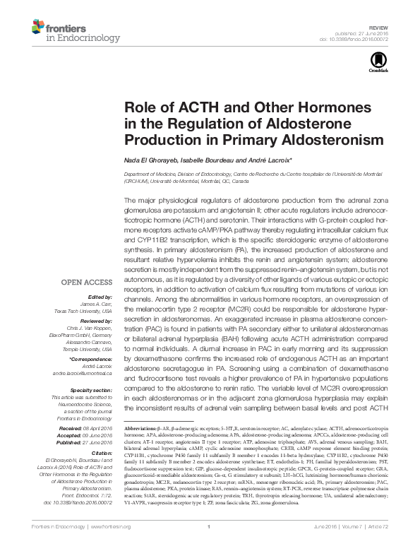 (PDF) Role of ACTH and Other Hormones in the Regulation of Aldosterone ...