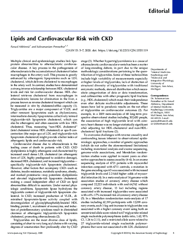 (PDF) Lipids and Cardiovascular Risk with CKD
