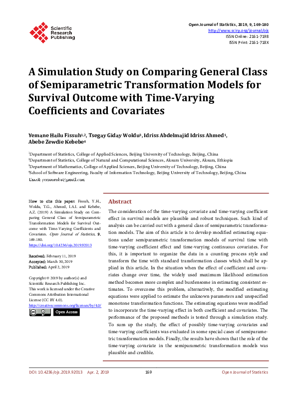 (PDF) A Simulation Study on Comparing General Class of Semiparametric ...