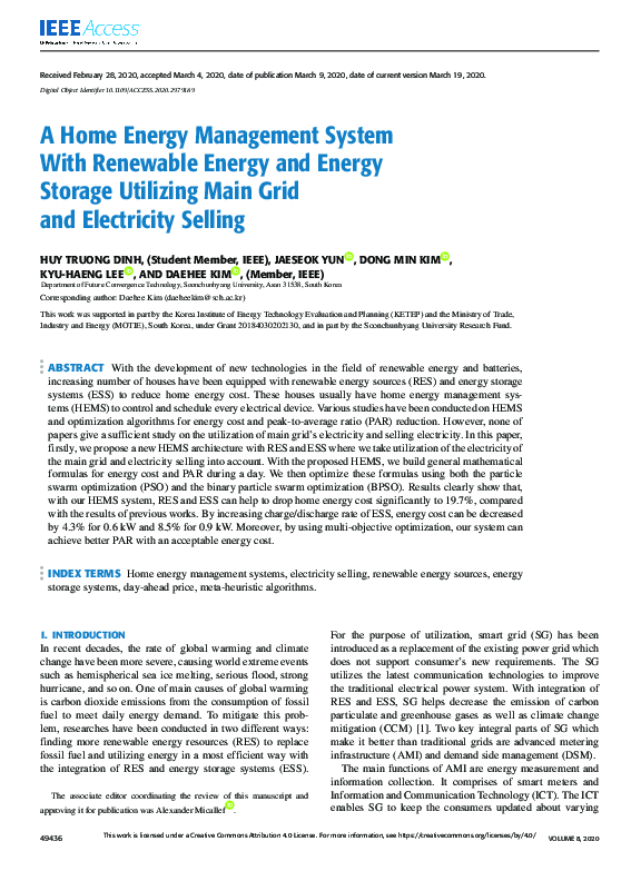 (PDF) A Home Energy Management System With Renewable Energy and Energy ...