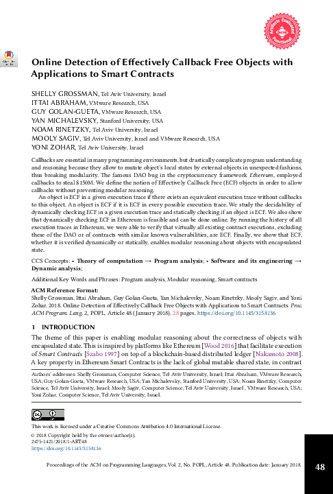 (PDF) Online detection of effectively callback free objects with ...