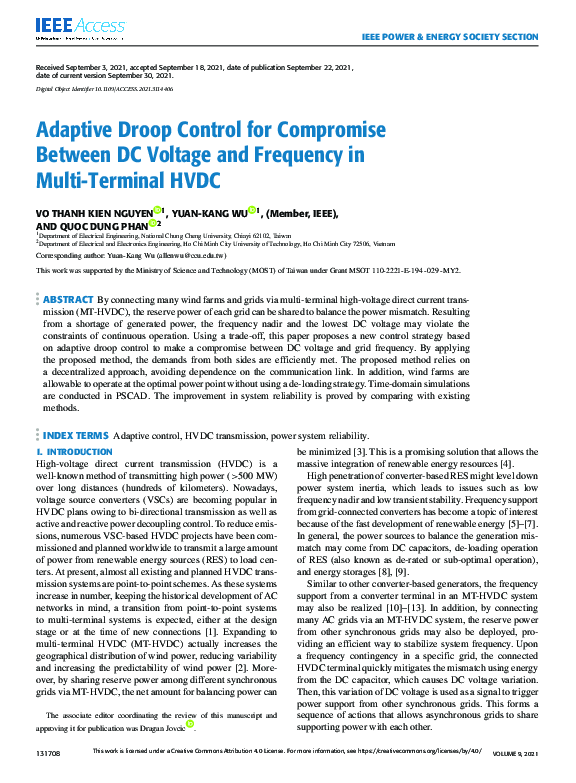 (PDF) Adaptive Droop Control for Compromise Between DC Voltage and ...