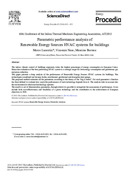 (PDF) Parametric Performance Analysis of Renewable Energy Sources HVAC ...