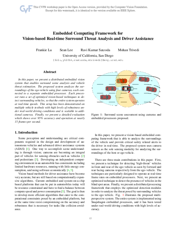 (PDF) Embedded Computing Framework for Vision-Based Real-Time Surround ...