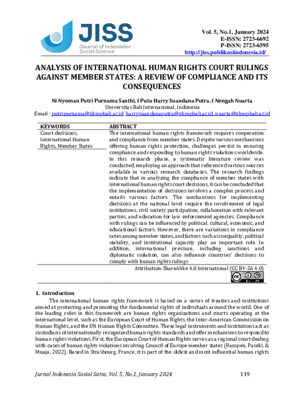 (PDF) Analysis of International Human Rights Court Rulings Against ...