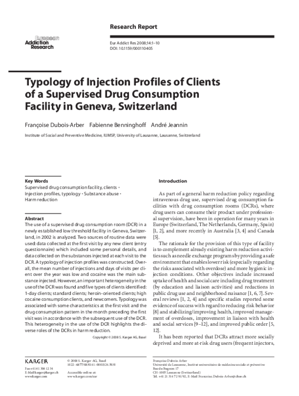 (PDF) Typology of Injection Profiles of Clients of a Supervised Drug ...