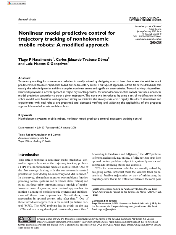 (PDF) Nonlinear model predictive control for trajectory tracking of ...
