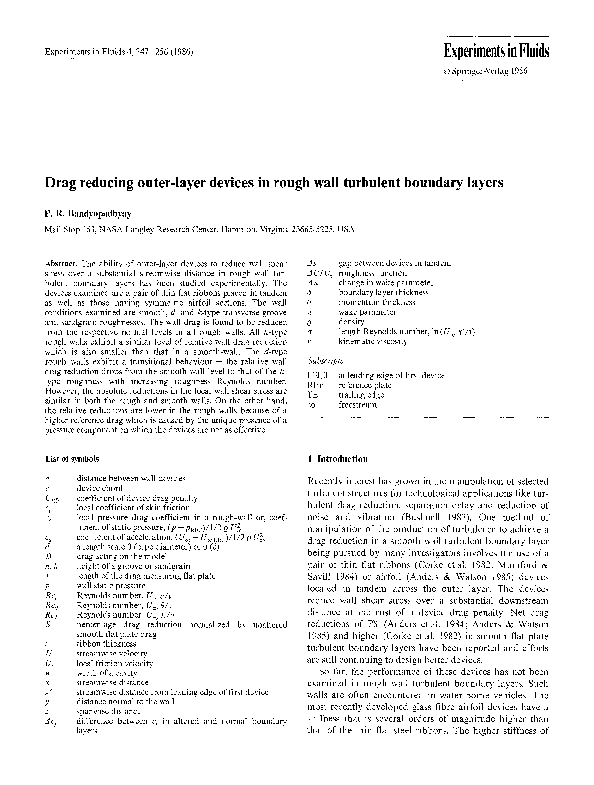 (PDF) Drag reducing outer-layer devices in rough wall turbulent ...
