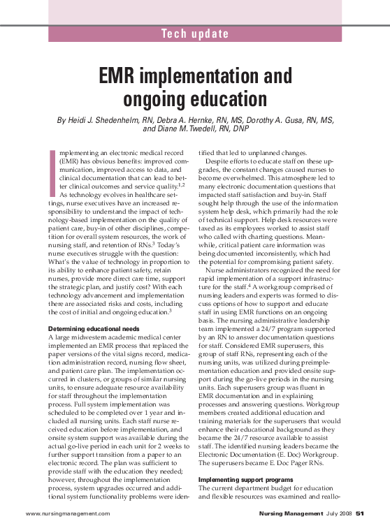 (PDF) EMR implementation and ongoing education
