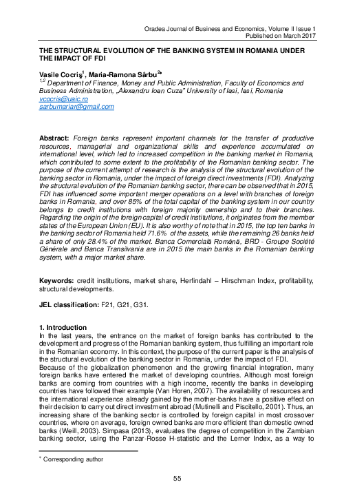 (PDF) The Structural Evolution of the Banking System in Romania Under ...
